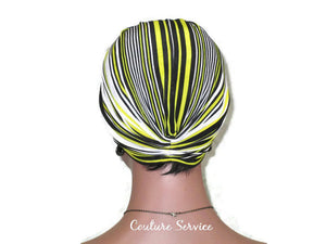 Handmade Yellow Twist Turban, Black Striped - Couture Service  - 4
