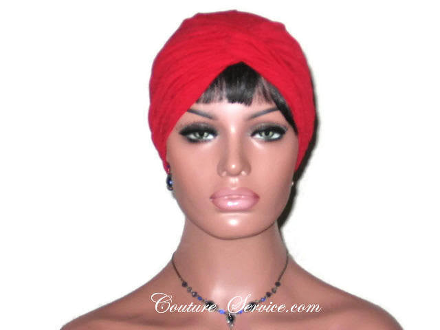 Handmade Red Twist Turban, Crepe Textured - Couture Service  - 2