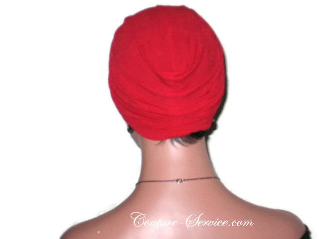 Handmade Red Twist Turban, Crepe Textured - Couture Service  - 4