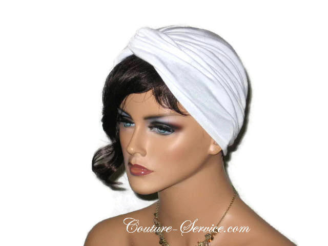 Handmade White Twist Turban, Rayon - Couture Service  - 4