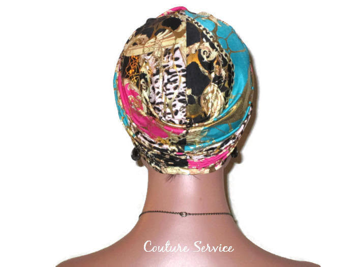 Handmade Pink Twist Turban, Green, Gold Shimmer - Couture Service  - 4