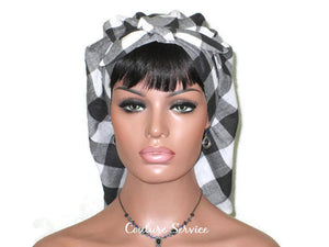 Handmade Lined Scarf Hat, Plaid, Black - Couture Service  - 2