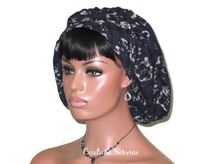 Handmade Snood Hat, Abstract, Navy Cotton - Couture Service  - 1