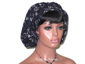 Handmade Snood Hat, Abstract, Navy Cotton - Couture Service  - 3
