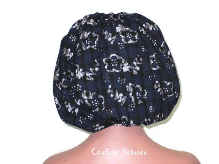 Handmade Snood Hat, Abstract, Navy Cotton - Couture Service  - 4