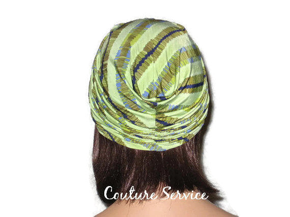 Handmade Green Twist Turban, Striped, Diagonal - Couture Service  - 3