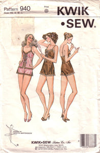 Vintage Kwik Sew 940, Misses Camisole, Panties, and Teddy - Couture Service  - 1