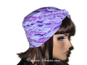 Handmade Purple Twist Turban, Striped, Diagonal - Couture Service  - 4