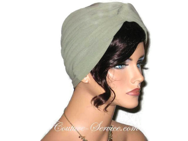Handmade Green Twist Turban, Sage - Couture Service  - 4