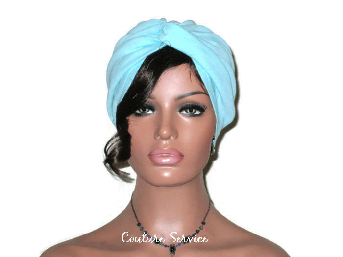 Handmade Blue Twist Turban, Aqua, Cotton Gauze - Couture Service  - 1