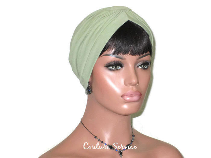 Handmade Green Turban, Sage, Banded Single Knot - Couture Service  - 3