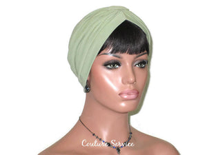 Handmade Green Turban, Sage, Banded Single Knot - Couture Service  - 3