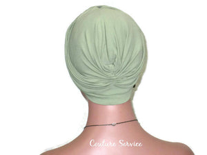 Handmade Green Turban, Sage, Banded Single Knot - Couture Service  - 4