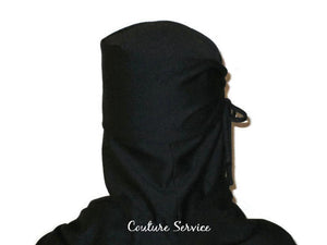 Handmade Black Turban Scarf Hat, Side Shirred - Couture Service  - 4