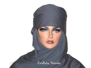 Handmade Grey Turban Scarf Hat, Heather, Side Shirred - Couture Service  - 1
