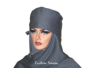 Handmade Grey Turban Scarf Hat, Heather, Side Shirred - Couture Service  - 4