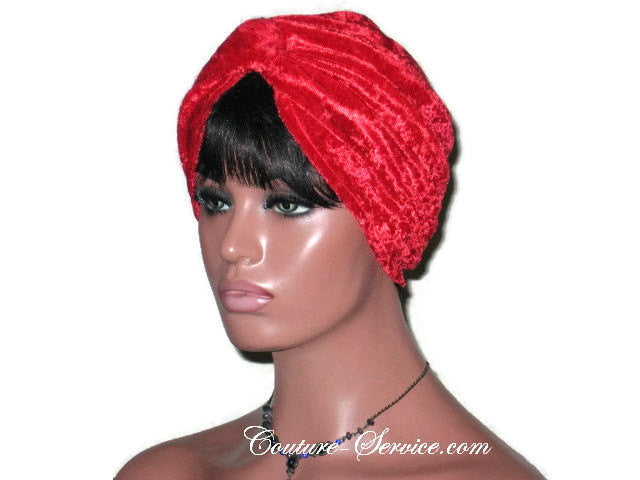 Handmade Red Twist Turban, Velour - Couture Service  - 2