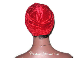Handmade Red Twist Turban, Velour - Couture Service  - 3