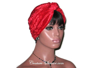 Handmade Red Twist Turban, Velour - Couture Service  - 4