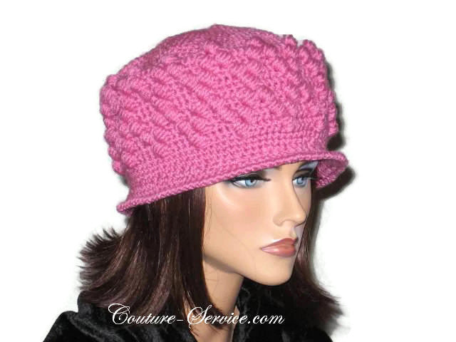 Handmade Crocheted Diamond Patterned Hat, Pink - Couture Service  - 4
