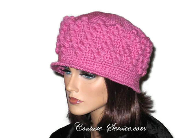 Handmade Crocheted Diamond Patterned Hat, Pink - Couture Service  - 2