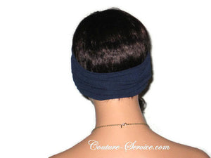 Handmade Blue Bandeau Headband Turban, Navy - Couture Service  - 4