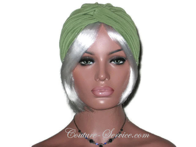 Handmade Green Twist Turban, Olive - Couture Service  - 1
