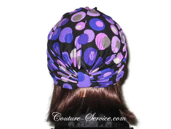 Handmade Purple Double Knot Turban, Black, Polka Dot - Couture Service  - 4