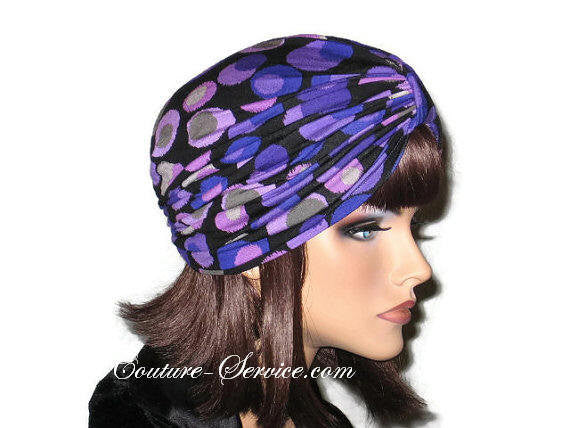 Handmade Purple Double Knot Turban, Black, Polka Dot - Couture Service  - 3