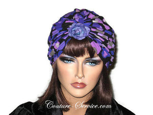 Handmade Purple Double Knot Turban, Black, Polka Dot - Couture Service  - 5