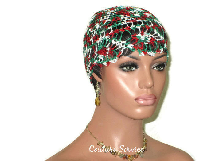 Handmade Green Pineapple Lace Cloche, Red Variegate - Couture Service  - 1