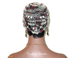 Handmade Grey Pineapple Lace Cloche, Burgundy Variegate - Couture Service  - 4