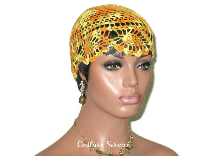 Handmade Yellow Pineapple Lace Cloche, Variegate, Orange - Couture Service  - 1