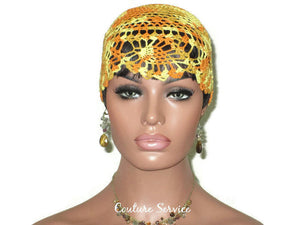 Handmade Yellow Pineapple Lace Cloche, Variegate, Orange - Couture Service  - 2