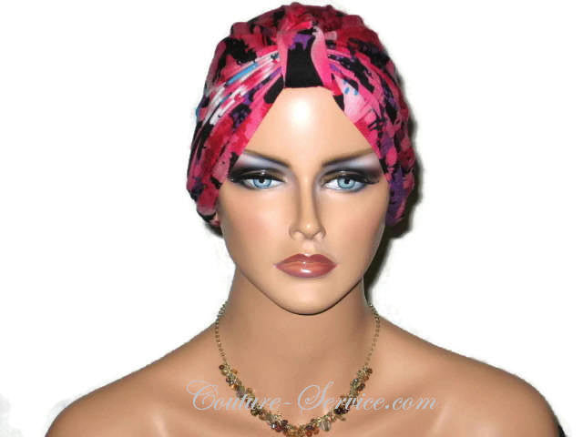 Handmade Pink Chemo Turban, Abstract, Rose - Couture Service  - 1