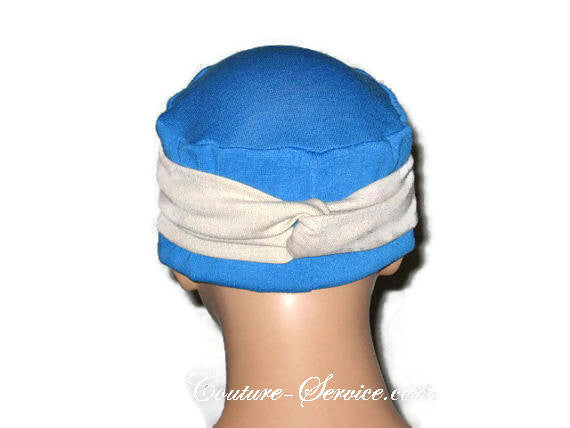 Handmade Blue Chemo Twist Cap Turban, Size Small - Couture Service  - 3