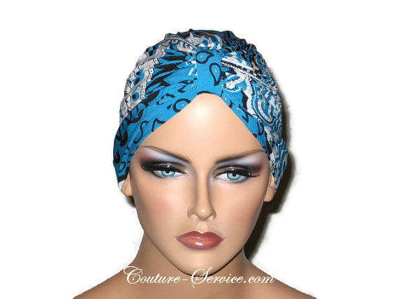 Handmade Blue Chemo Turban, Abstract, Peacock - Couture Service  - 1