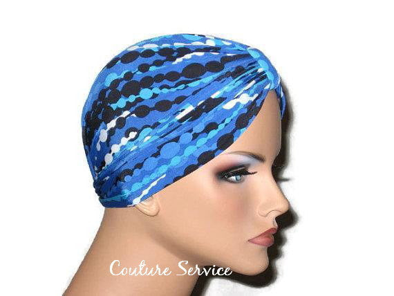 Handmade Blue Chemo Turban, Abstract, Navy - Couture Service  - 4