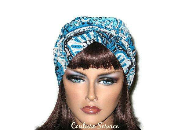 Handmade Blue Turban, Center Shirred, Abstract - Couture Service  - 1