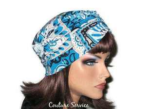 Handmade Blue Turban, Center Shirred, Abstract - Couture Service  - 4