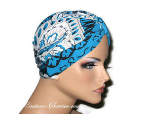 Handmade Blue Chemo Turban, Abstract, Peacock - Couture Service  - 2