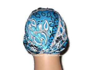 Handmade Blue Chemo Turban, Abstract, Peacock - Couture Service  - 3