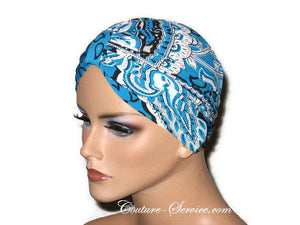 Handmade Blue Chemo Turban, Abstract, Peacock - Couture Service  - 4