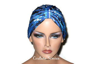 Handmade Blue Chemo Turban, Abstract, Navy - Couture Service  - 1