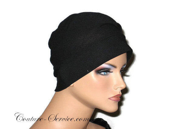 Handmade Black Draped Chemo Turban, Small - Couture Service  - 3