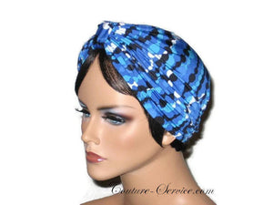 Handmade Blue Double Knot Turban, Abstract, Navy - Couture Service  - 2
