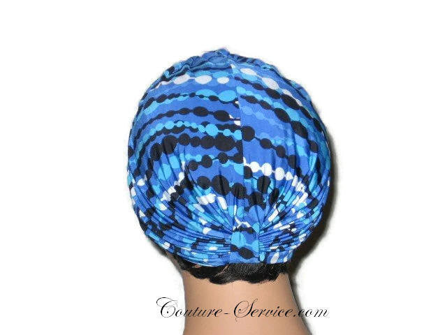 Handmade Blue Double Knot Turban, Abstract, Navy - Couture Service  - 3