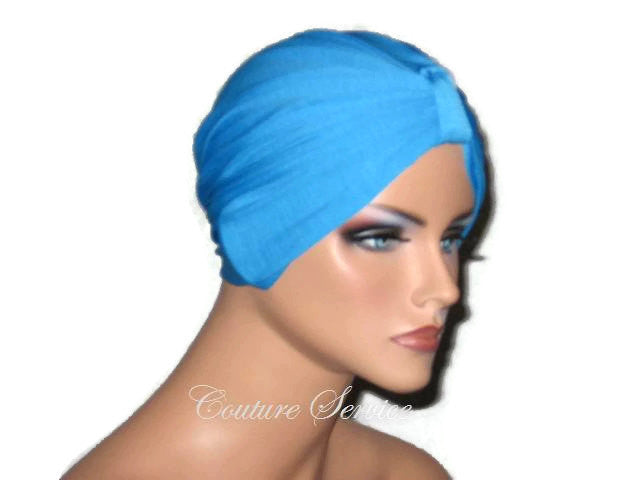 Handmade Blue Chemo Turban, Cobalt - Couture Service  - 2