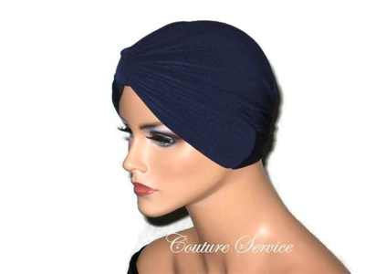 Handmade Blue Chemo Turban, Navy - Couture Service  - 2