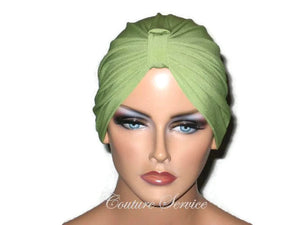 Handmade Green Chemo Turban, Olive - Couture Service  - 1